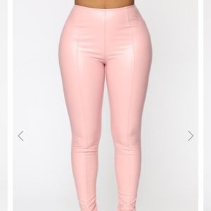 Baby pink, fashion nova faux leather pants